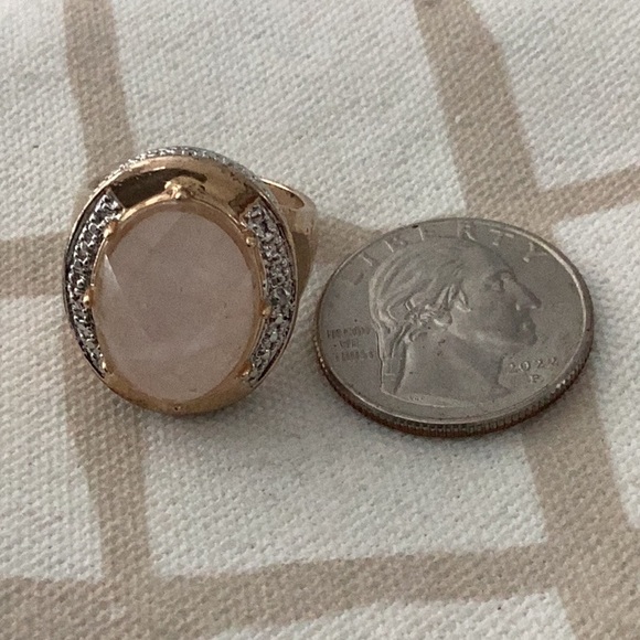 Rose Quartz Vermeil Cocktail Ring, Size 6.5 - Picture 6 of 6